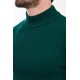 Emerald Color Dobby Design Mock Turtleneck Casual Men's Knitwear