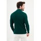 Emerald Color Dobby Design Mock Turtleneck Casual Men's Knitwear
