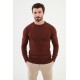Tile Color Striped Design Classic Crew Neck Men's Knitwear