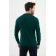 Emerald Color Striped Design Classic Crew Neck Men's Knitwear