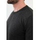 Anthracite Color Figured Design Classic Crew Neck Men's Knitwear