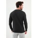 Anthracite Color Figured Design Classic Crew Neck Men's Knitwear
