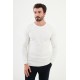 Ecru Color Figured Design Classic Crew Neck Men's Knitwear