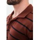 Tile Color Striped And Shirt Collar Design Classic Men's Knitwear