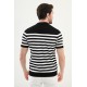 Black Color Striped Casual Men's Knit T Shirt