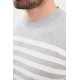 Grey Color Striped Casual Men's Knit T Shirt
