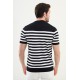 Dark Blue Color Striped Casual Men's Knit T Shirt