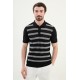 Black Color Striped Design Casual Men's Knit Tshirt