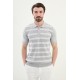 Grey Color Striped Design Casual Men's Knit Tshirt