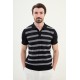 Dark Blue Color Striped Design Casual Men's Knit Tshirt