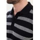 Dark Blue Color Striped Design Casual Men's Knit Tshirt