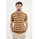 Camel Color Striped Design Casual Men's Knit Tshirt