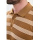 Camel Color Striped Design Casual Men's Knit Tshirt