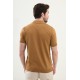 Camel Color Striped Design Casual Men's Knit Tshirt