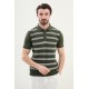 Khaki Color Striped Design Casual Men's Knit Tshirt