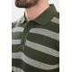 Khaki Color Striped Design Casual Men's Knit Tshirt