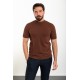 Plain Brown Slim Fit Half Turtleneck Men's Knitwear T-Shirt