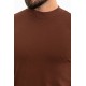 Plain Brown Slim Fit Half Turtleneck Men's Knitwear T-Shirt