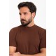 Plain Brown Slim Fit Half Turtleneck Men's Knitwear T-Shirt