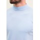 Plain Blue Slim Fit Half Turtleneck Men's Knitwear T-Shirt
