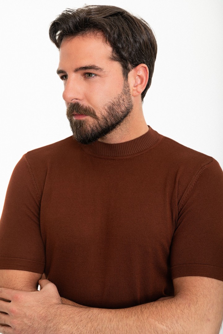 Plain Tile Slim Fit Half Turtleneck Men's Knitwear T-Shirt