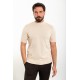 Plain Beige Slim Fit Half Turtleneck Men's Knitwear T-Shirt