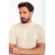 Plain Beige Slim Fit Half Turtleneck Men's Knitwear T-Shirt