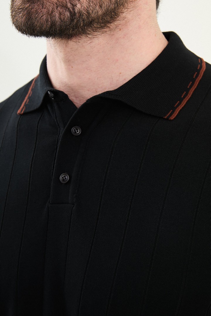 Black And Tile Color Casual Men's Knit Tshirt