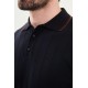 Dark Blue And Tile Color Casual Men's Knit Tshirt