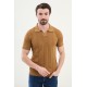 Camel Color Striped Design Casual Men's Knit Tshirt