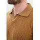 Camel Color Striped Design Casual Men's Knit Tshirt