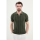 Khaki Color Striped Design Casual Men's Knit Tshirt