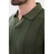 Khaki Color Striped Design Casual Men's Knit Tshirt