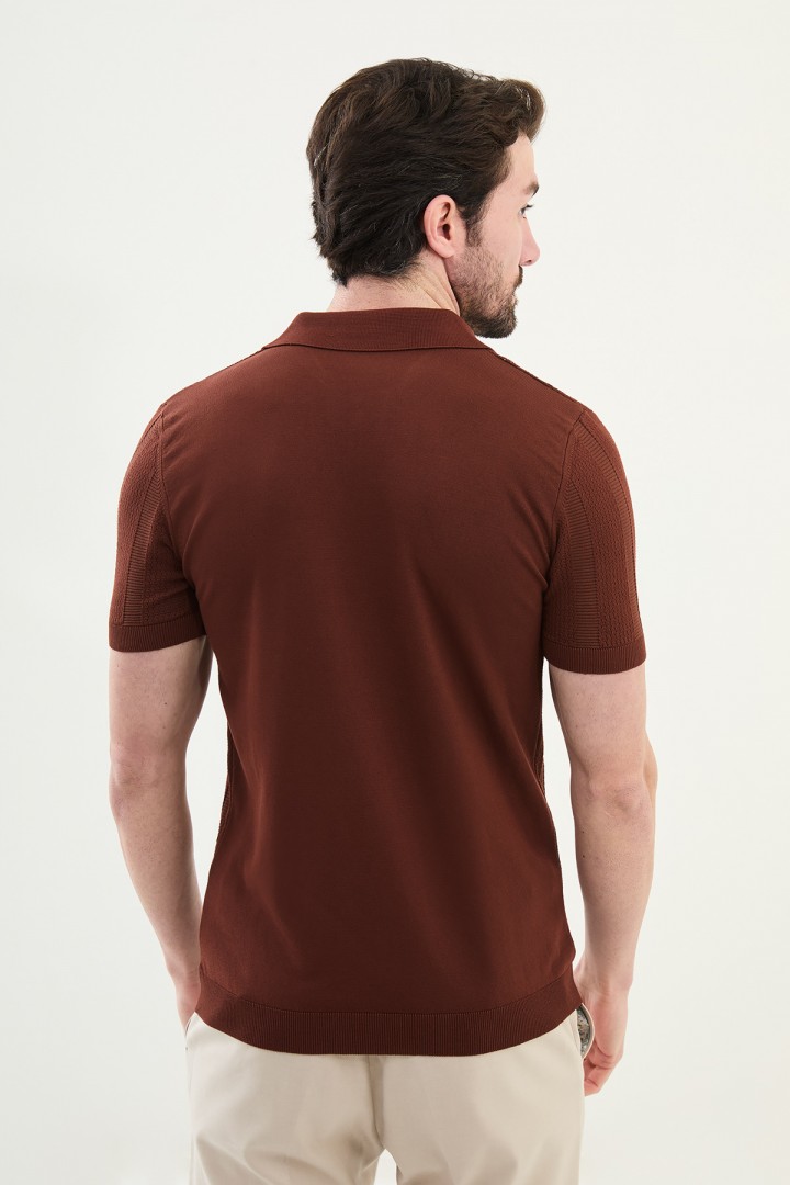 Tile Color Striped Design Casual Men's Knit Tshirt