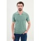 Unripe Almond Color Striped Design Casual Men's Knit Tshirt