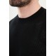 Black Color Figured Design Casual Men's Knit Tshirt