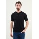 Dark Blue Color Figured Design Casual Men's Knit Tshirt