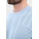 Blue Color Figured Design Casual Men's Knit Tshirt