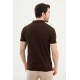 Brown Color Figured Design Casual Zippered Knitted Men's T Shirt