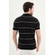 Black Color Striped Casual Men's Knit T Shirt