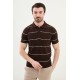 Brown Color Striped Casual Men's Knit T Shirt