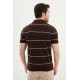 Brown Color Striped Casual Men's Knit T Shirt