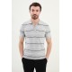 Grey Color Striped Casual Men's Knit T Shirt
