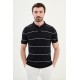 Dark Blue Color Striped Casual Men's Knit T Shirt