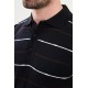 Dark Blue Color Striped Casual Men's Knit T Shirt