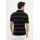 Dark Blue Color Striped Casual Men's Knit T Shirt