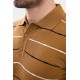 Camel Color Striped Casual Men's Knit T Shirt
