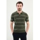 Khaki Color Striped Casual Men's Knit T Shirt