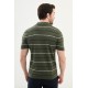 Khaki Color Striped Casual Men's Knit T Shirt
