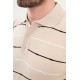 Beige Color Striped Casual Men's Knit T Shirt